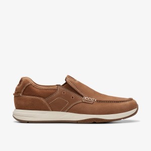 Clarks Sailview Step Light Tan Nubuck Slip On & Loafers Herr Ljusbruna | COI-826093