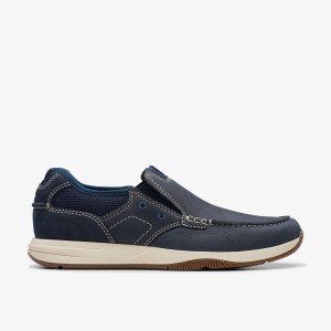 Clarks Sailview Step Navy Nubuck Slip On & Loafers Herr Marinblå | XSC-376852