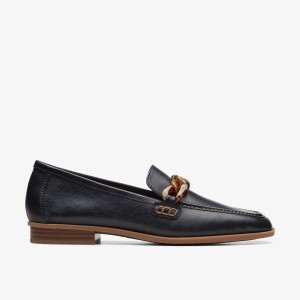 Clarks Sarafyna Iris Black Leather Slip On Dam Svarta | WXE-970413