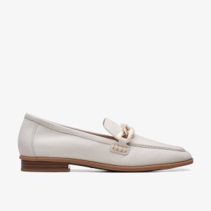 Clarks Sarafyna Iris White Leather Slip On Dam Vita | BLV-623541