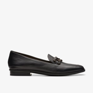 Clarks Sarafyna Rae Black Leather Slip On Dam Svarta | XNR-381065