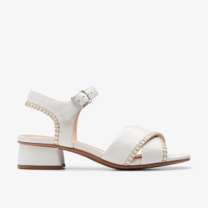 Clarks Serina 35 Cross Off White Leather Sandaler Dam Vita | MGJ-621589