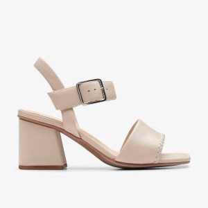 Clarks Siara 65 Buckle Sand Leather Sandaler Dam Bruna | QMT-958024