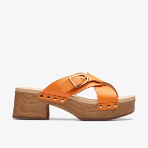 Clarks Sivanne Walk Orange Leather Träskor Dam Orange | NCJ-260135