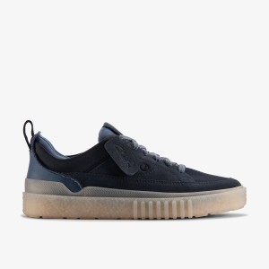Clarks Somerset Lace Navy Suede Sneakers Herr Marinblå | QHZ-903548