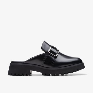 Clarks Stayso Free Black Leather Träskor Dam Svarta | HUA-036149