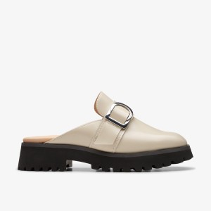 Clarks Stayso Free Ivory Leather Träskor Dam Vita | PZU-109248