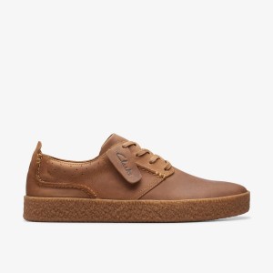 Clarks Streethill Lace Dark Tan Leather Sneakers Herr Mörkbruna | VPF-673412