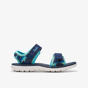 Clarks Surfing Tide Kid Navy Sandaler Barn Marinblå | OBN-924657