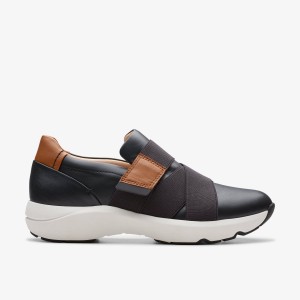 Clarks TIVOLI STRAP Black Leather Slip On Dam Svarta | FRD-451682