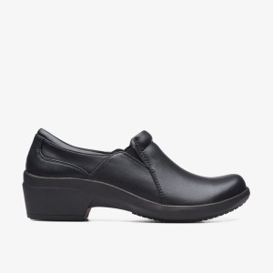 Clarks Talene Pace Black Leather Träskor Dam Svarta | QJV-394081