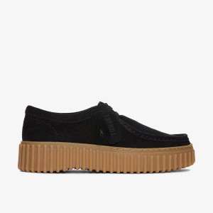 Clarks Torhill Bee Black Suede Platform Skor Dam Svarta | PRV-159807