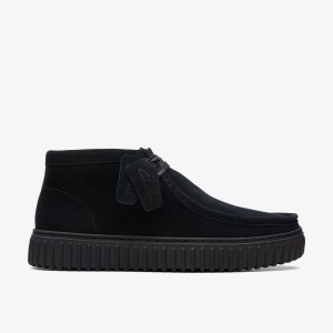 Clarks Torhill Hi Black Suede Stövlar Herr Svarta | QJT-980276
