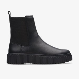 Clarks Torhill Maple Black Leather Stövlar Dam Svarta | VCW-093714