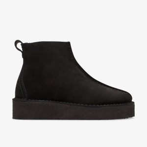 Clarks Trek Wedge Boot Black Suede Stövlar Dam Svarta | UEA-671409