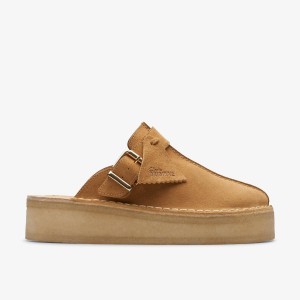 Clarks Trek Wedge Mule Mid Tan Suede Träskor Dam Bruna | TAU-294035