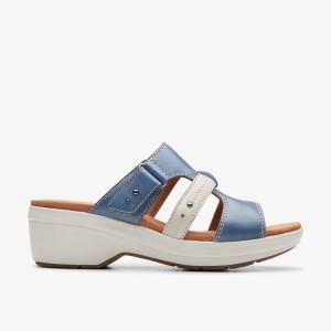 Clarks Tuleah Jane Denim Combination Kilklack Dam Blå | IKJ-721435