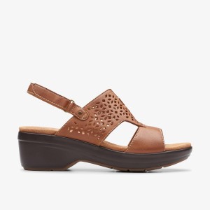 Clarks Tuleah Sun Tan Leather Kilklack Dam Bruna | PLT-109762