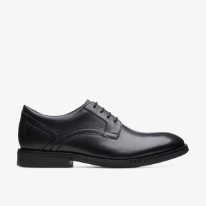 Clarks Un Hugh Lace Black Leather Finskor Herr Svarta | NRG-236704