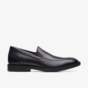 Clarks Un Hugh Step Black Leather Finskor Herr Svarta | DZJ-649058