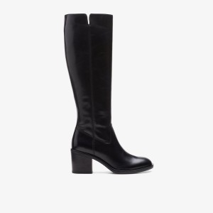 Clarks Valvestino Hi Black Leather Stövlar Dam Svarta | ATZ-416983