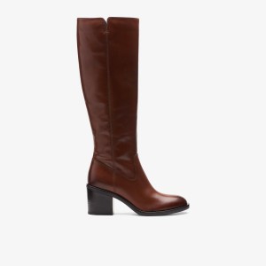 Clarks Valvestino Hi Dark Tan Leather Stövlar Dam Mörkbruna | EYK-274109