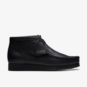 Clarks Wallabee Boot Black Leather Wallabees Herr Svarta | ZYG-367154