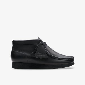 Clarks Wallabee Boot Older Black Leather Originals Skor Barn Svarta | ZQW-728431