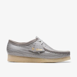 Clarks Wallabee Grey Crocodile Print Wallabees Herr Grå | PQO-973041