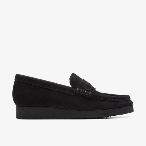 Clarks Wallabee Loafer Black Suede Slip On Dam Svarta | GRL-197435