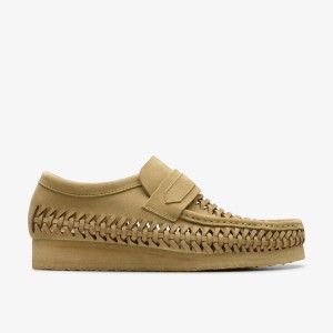 Clarks Wallabee Loafer Weave Maple Suede Wallabees Herr Maple | APX-671942