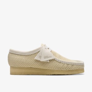 Clarks Wallabee Off White Mesh Wallabees Herr Vita | IRV-054936