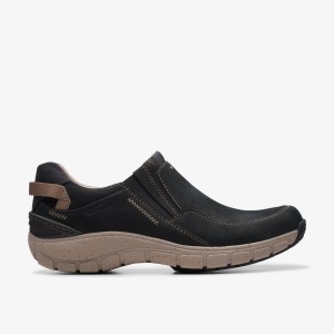 Clarks Wave Plateau Black Nubuck Slip On Dam Svarta | WFI-851276