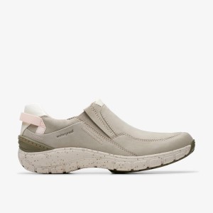 Clarks Wave Plateau Stone Nubuck Slip On Dam Grå | AOW-035689