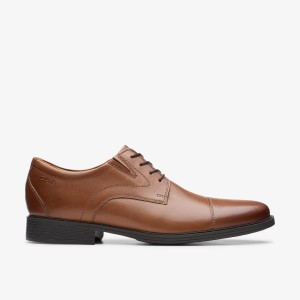 Clarks Whiddon Cap Dark Tan Leather Finskor Herr Mörkbruna | PIH-056342