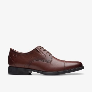 Clarks Whiddon Cap Mahogany Leather Finskor Herr Mahogany | MFQ-472986