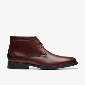 Clarks Whiddon Mid Mahogany Leather Finskor Herr Mahogany | VAX-158263