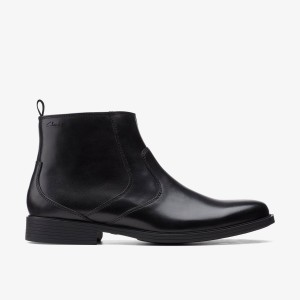 Clarks Whiddon Zip Black Leather Finskor Herr Svarta | KBZ-382146